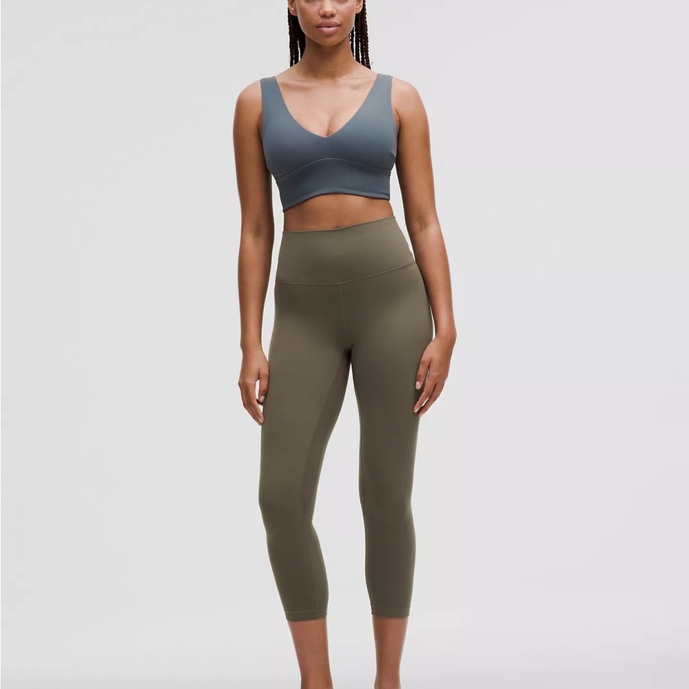 Lululemon Align High Rise Crop Leggings Women’s 2 Olive Green Activewear Workout